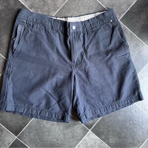 Columbia Men 34 Navy Blue Multi Pocket Casual Chino Canvas Utility 8" Shorts EUC